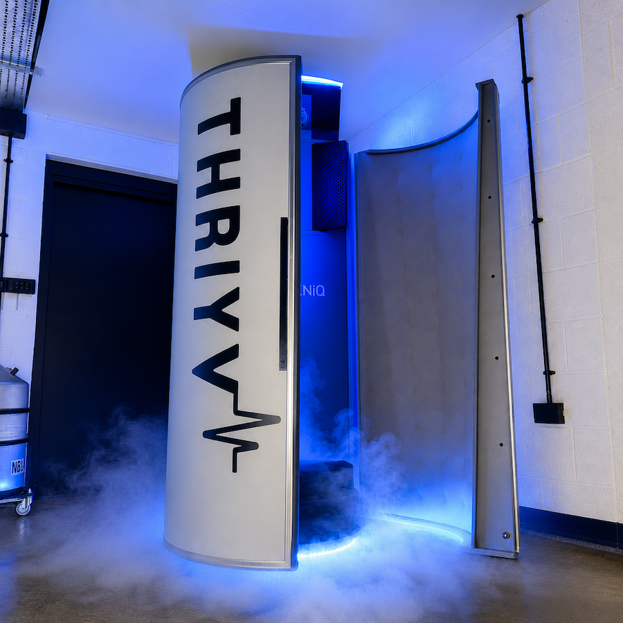 Whole-body cryotherapy chamber at Thriyv's Manchester clinic